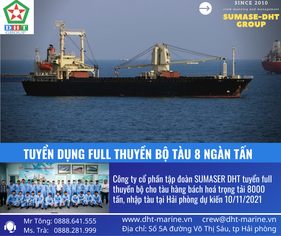 Tàu hàng 8 ngàn tấn đóng cần tuyển full thuyền bộ